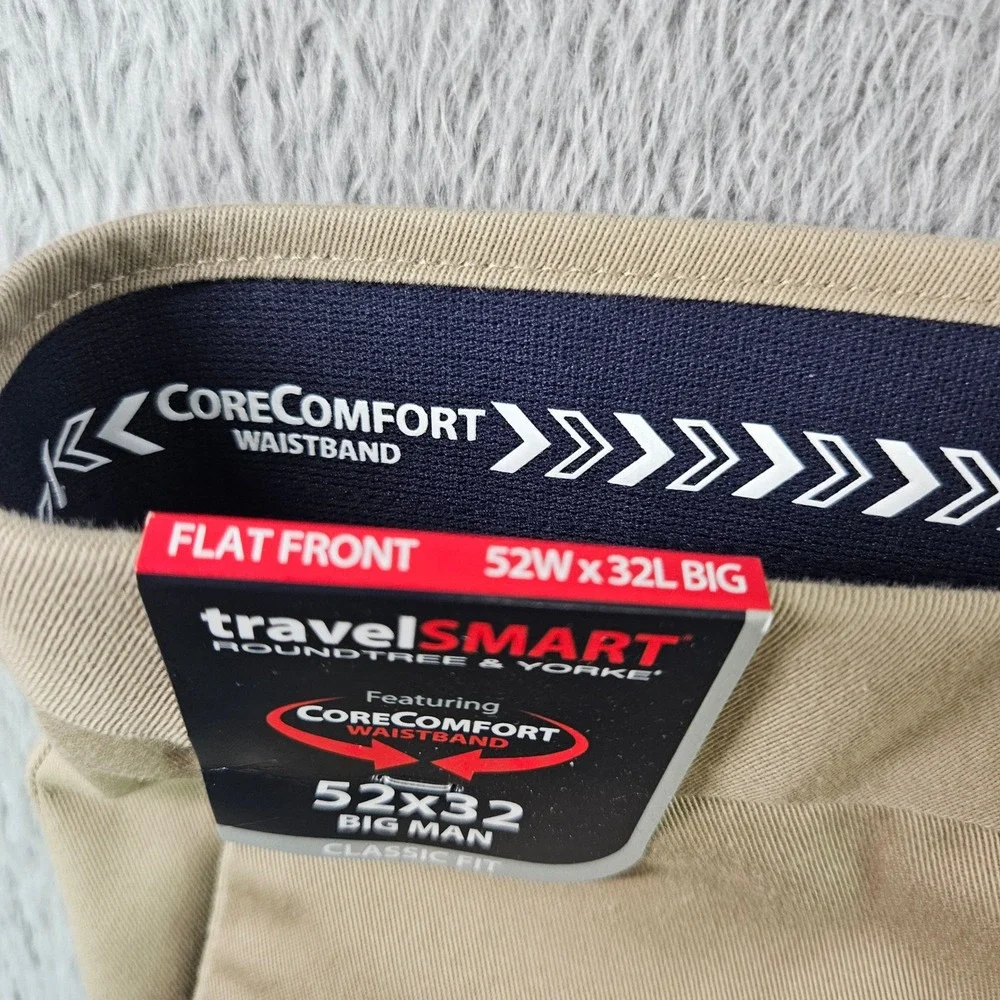 Roundtree‎ & Yorke TravelSmart Khaki Pants Mens 52x32 Big Man Chinos NEW NWT